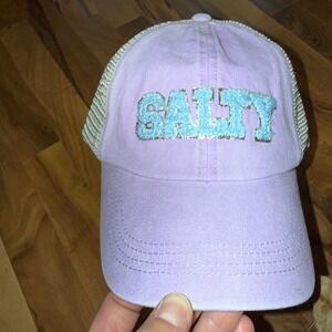 Salty‎ Trucker Hat Lilac Light Purple Embroidered Graphic Mesh Back Summer Cap